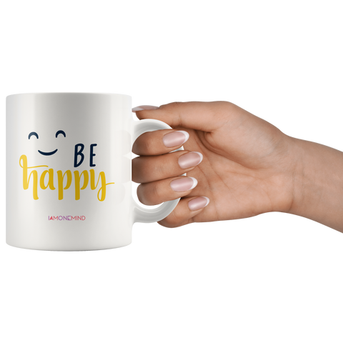 I AM - Just Smile and Be Happy - Combo White 11 oz Mugs