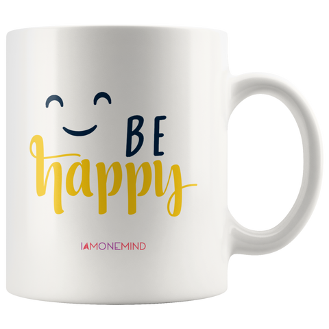 I AM - Just Smile and Be Happy - Combo White 11 oz Mugs