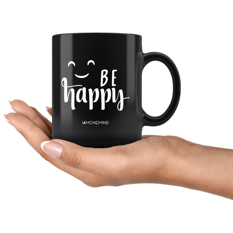 I AM - Just Smile and Be Happy - Combo Black 11 oz Mugs