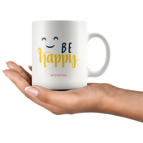 I AM - Just Smile and Be Happy - Combo White 11 oz Mugs