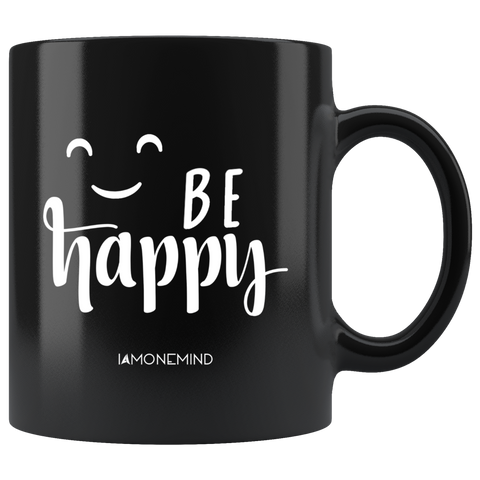 I AM - Just Smile and Be Happy - Combo Black 11 oz Mugs