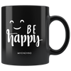 I AM - Just Smile and Be Happy - Combo Black 11 oz Mugs